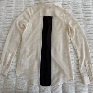 Olive & Oak Cream Chiffon Blouse with Black Detail NWT Size S